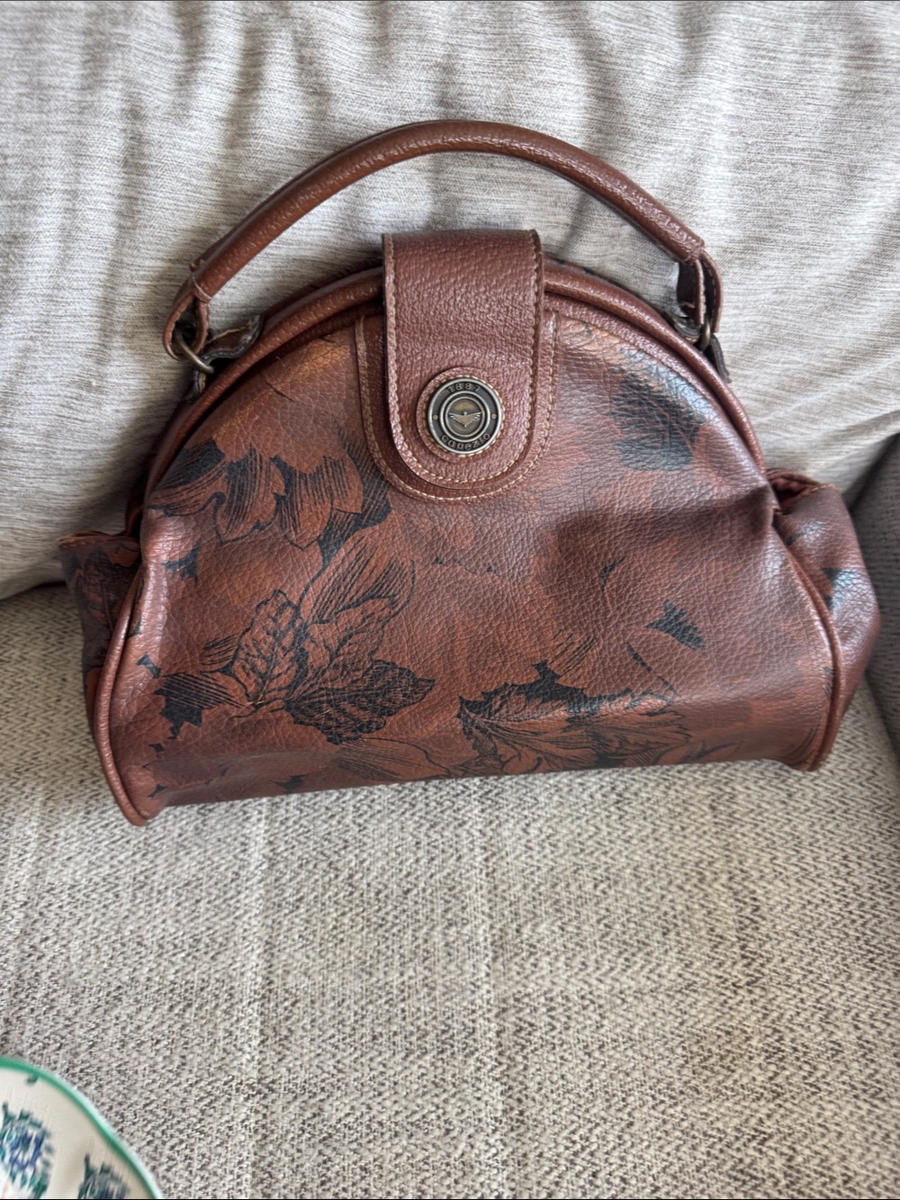 Vintage Capezio 1887 Brown Floral-Print Satchel doctor bag